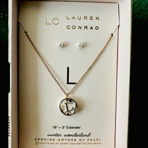 LC Lauren Conrad Initial "L" Necklace & Earring Set